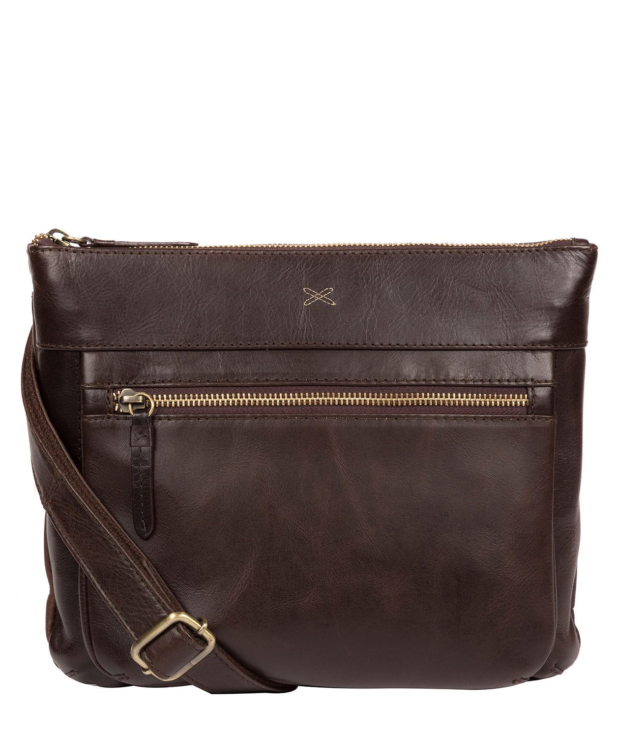 'Victoria' Dark Chocolate Leather Cross Body Bag