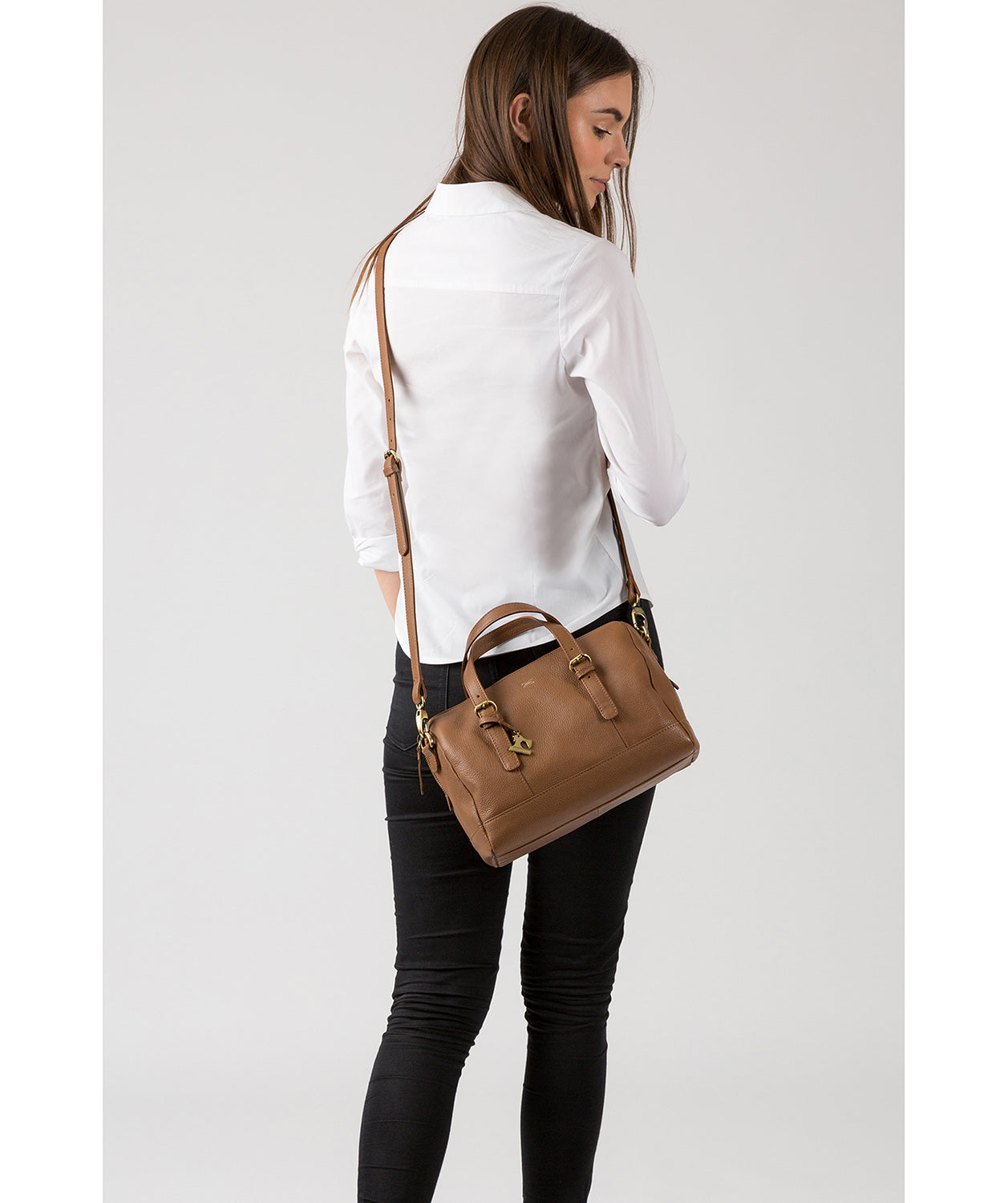 'Hayley' Dark Tan Leather Handbag image 7