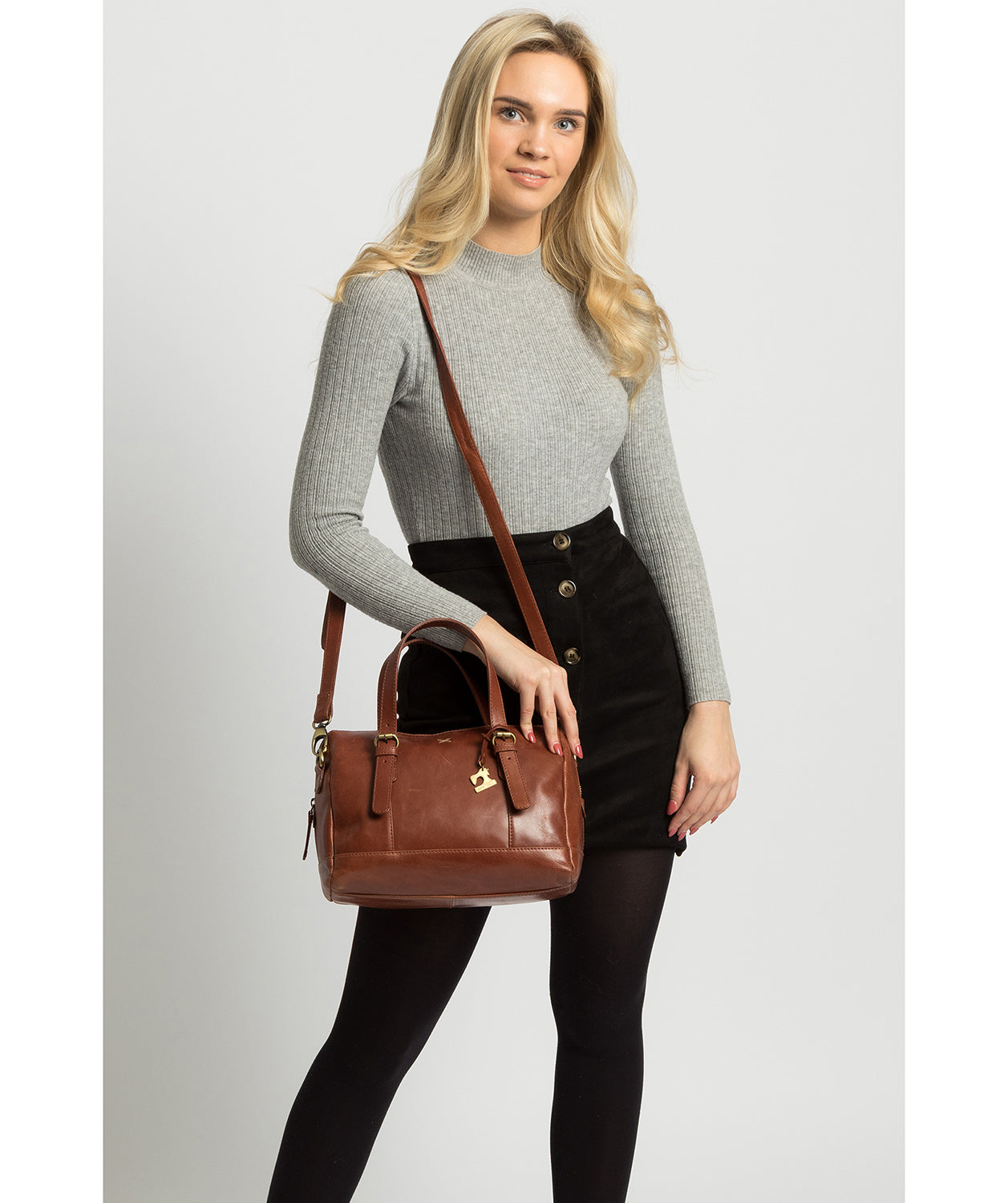 'Hayley' Whiskey Leather Handbag image 2