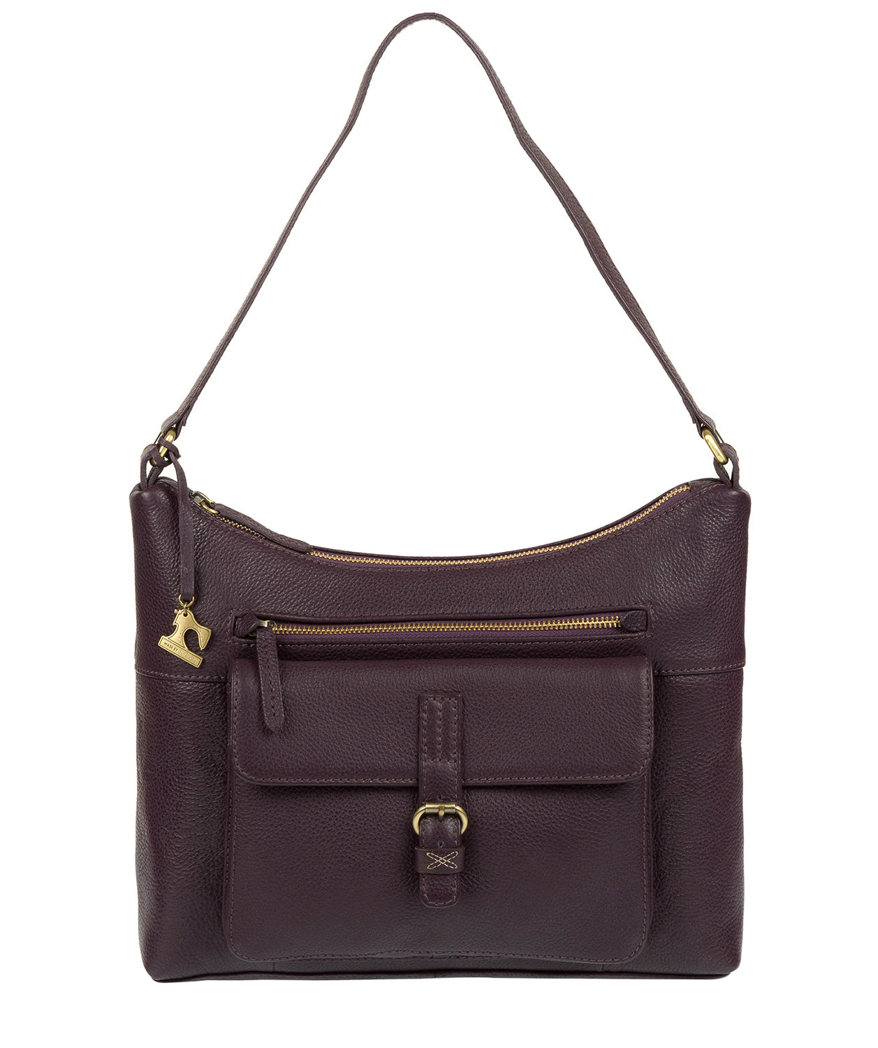 'Laura' Plum Leather Shoulder Bag image 1