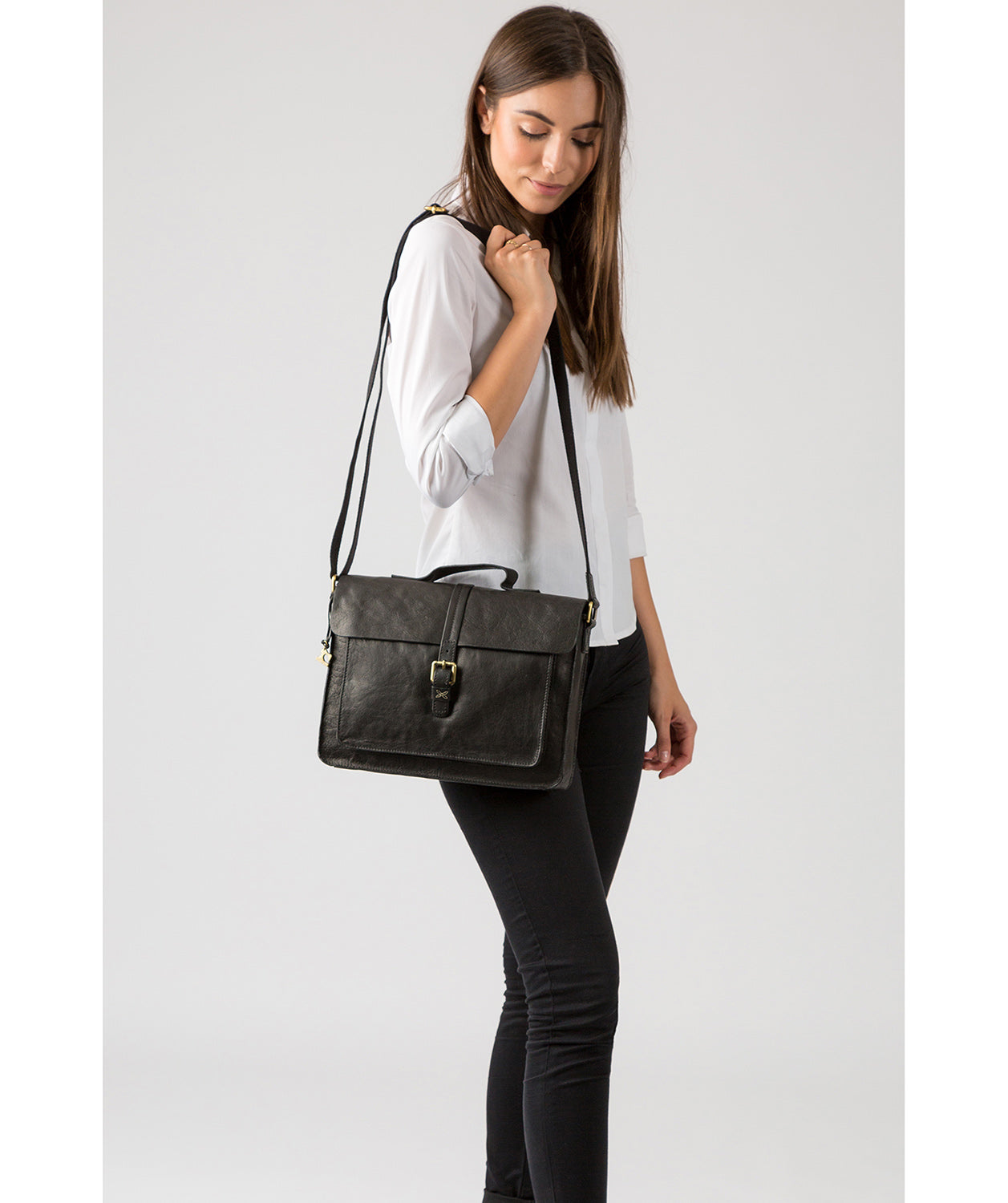 'Faith' Black Leather Cross Body Bag