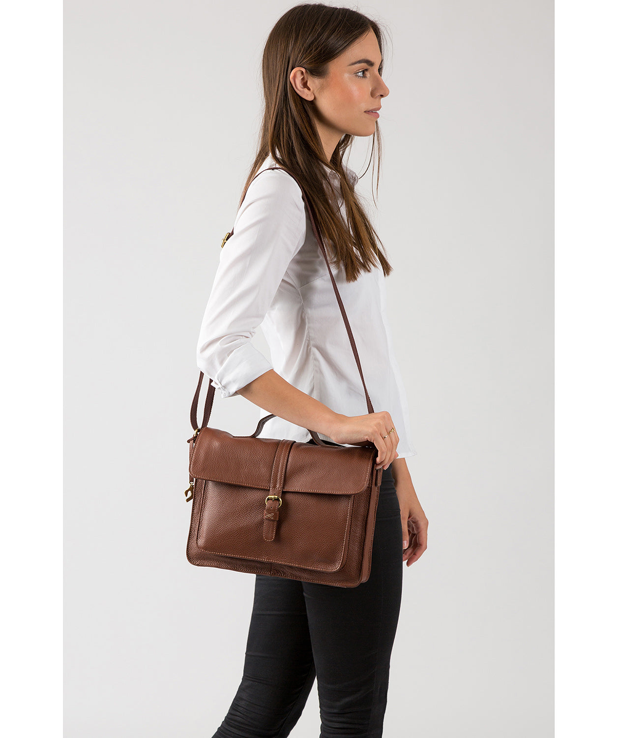 'Faith' Cognac Leather Cross Body Bag