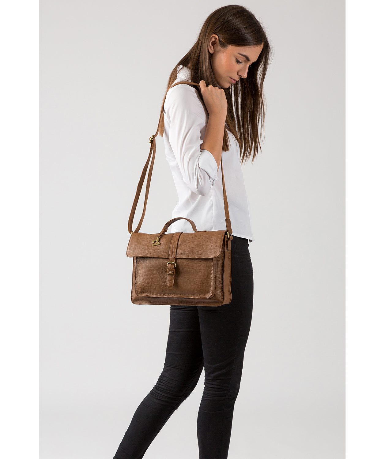 'Faith' Dark Tan Leather Cross Body Bag image 2