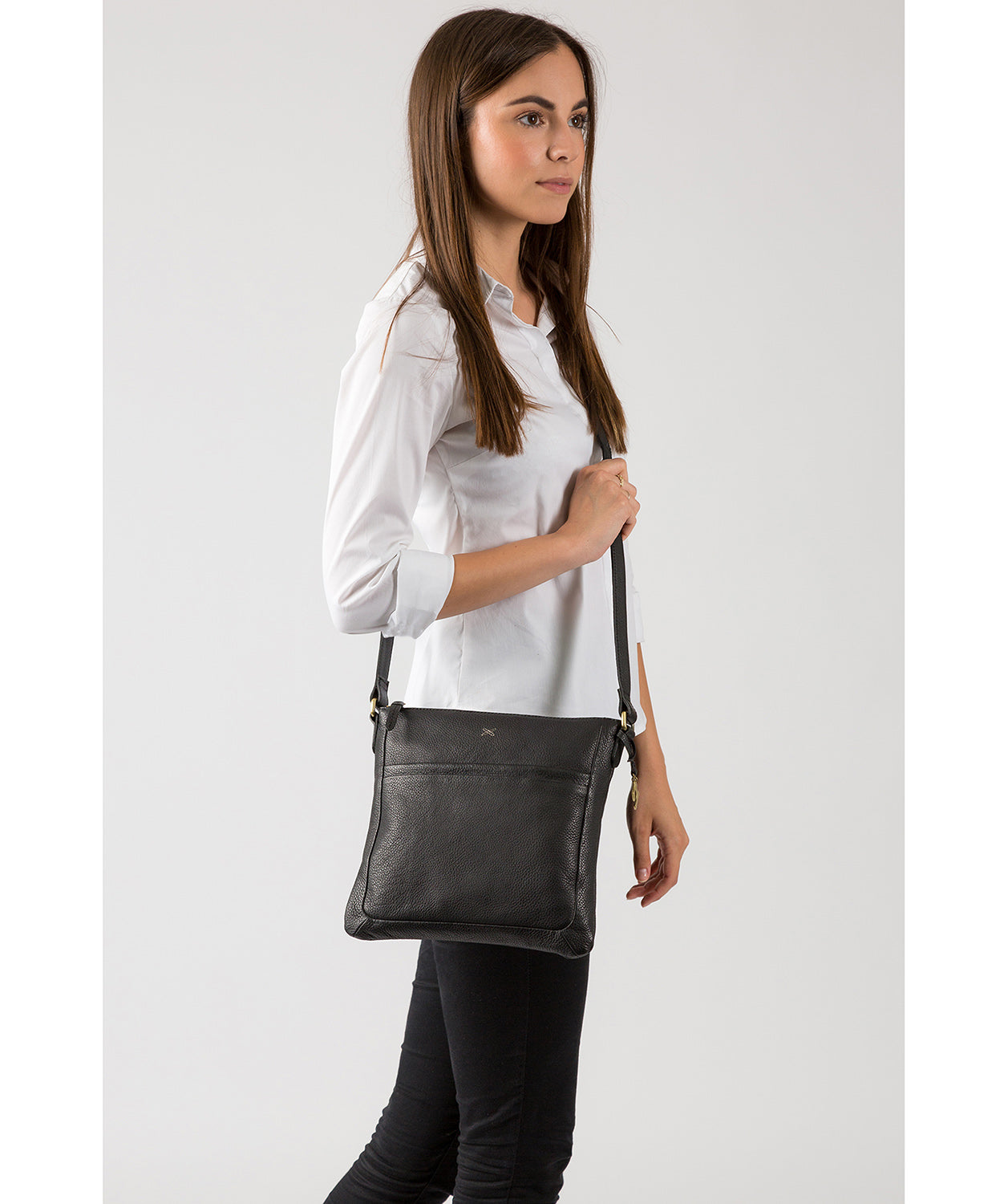 'Essie' Black Leather Cross Body Bag