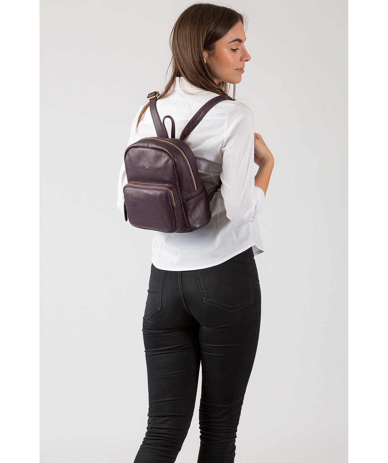 'Greer' Plum Leather Backpack Pure Luxuries London