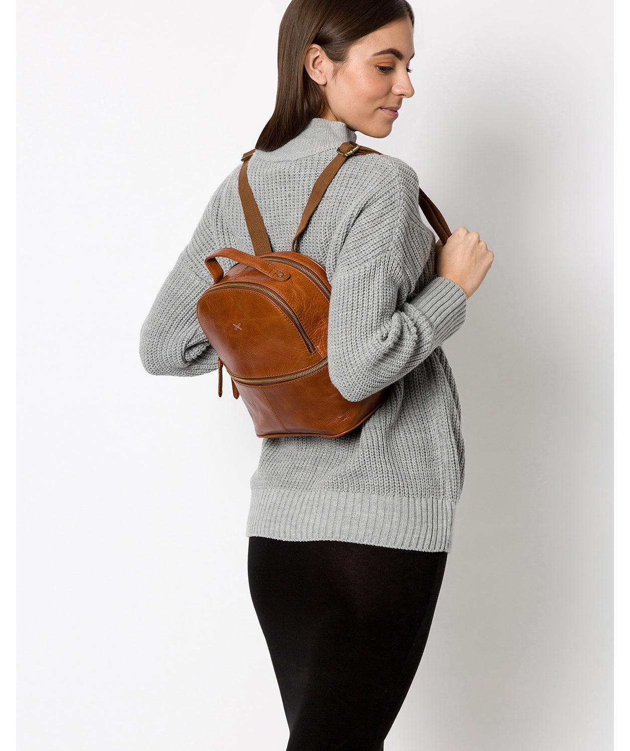 'Viva' Bourbon Leather Backpack