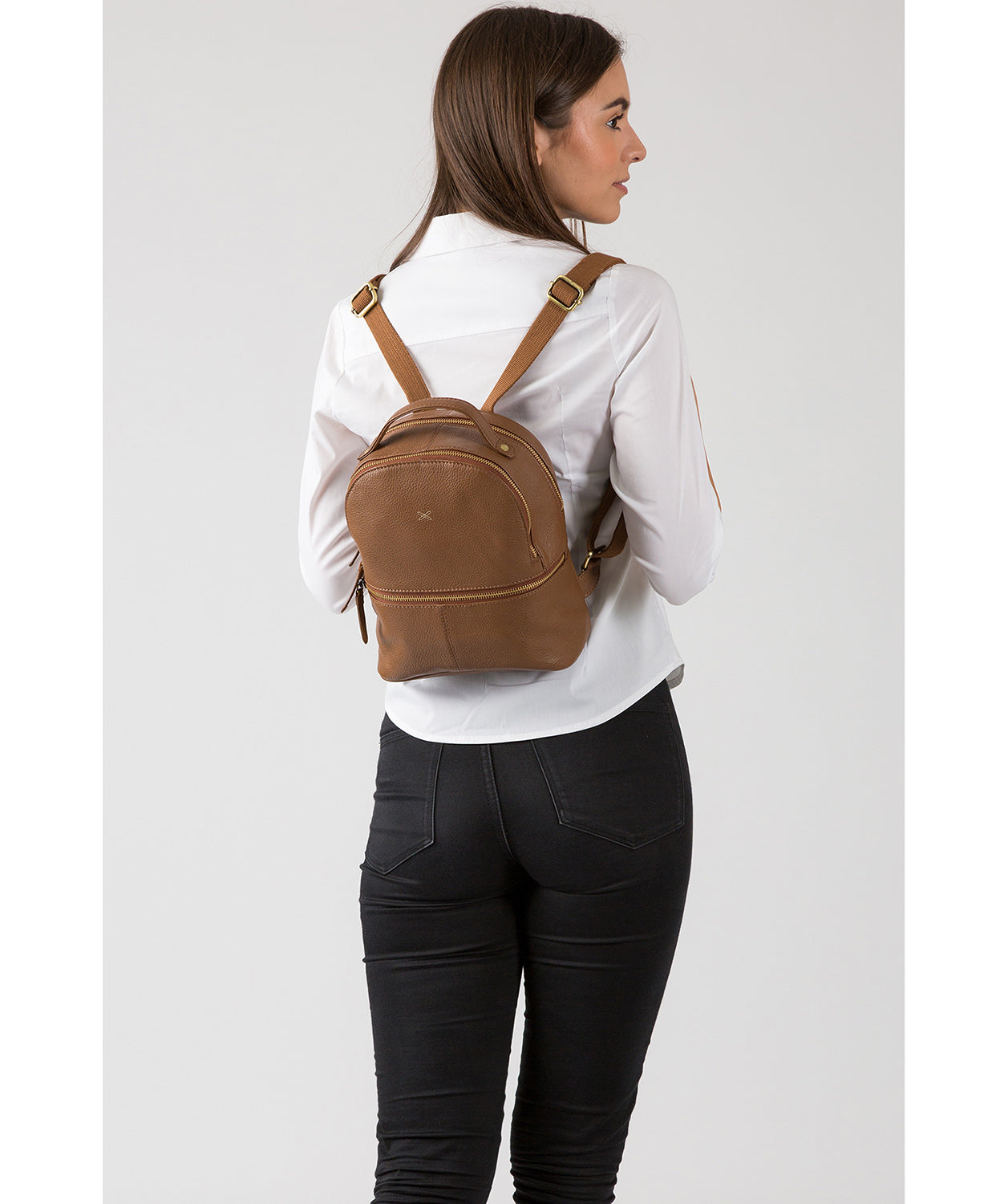 'Viva' Dark Tan Leather Backpack