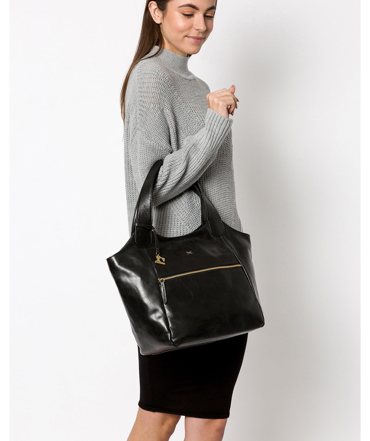 'Imani' Ebony Leather Tote Bag