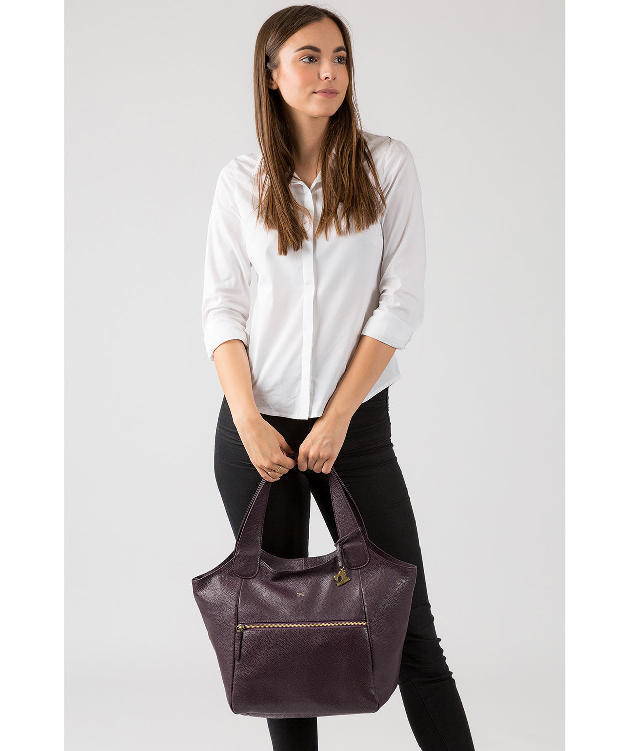 'Imani' Plum Leather Tote Bag