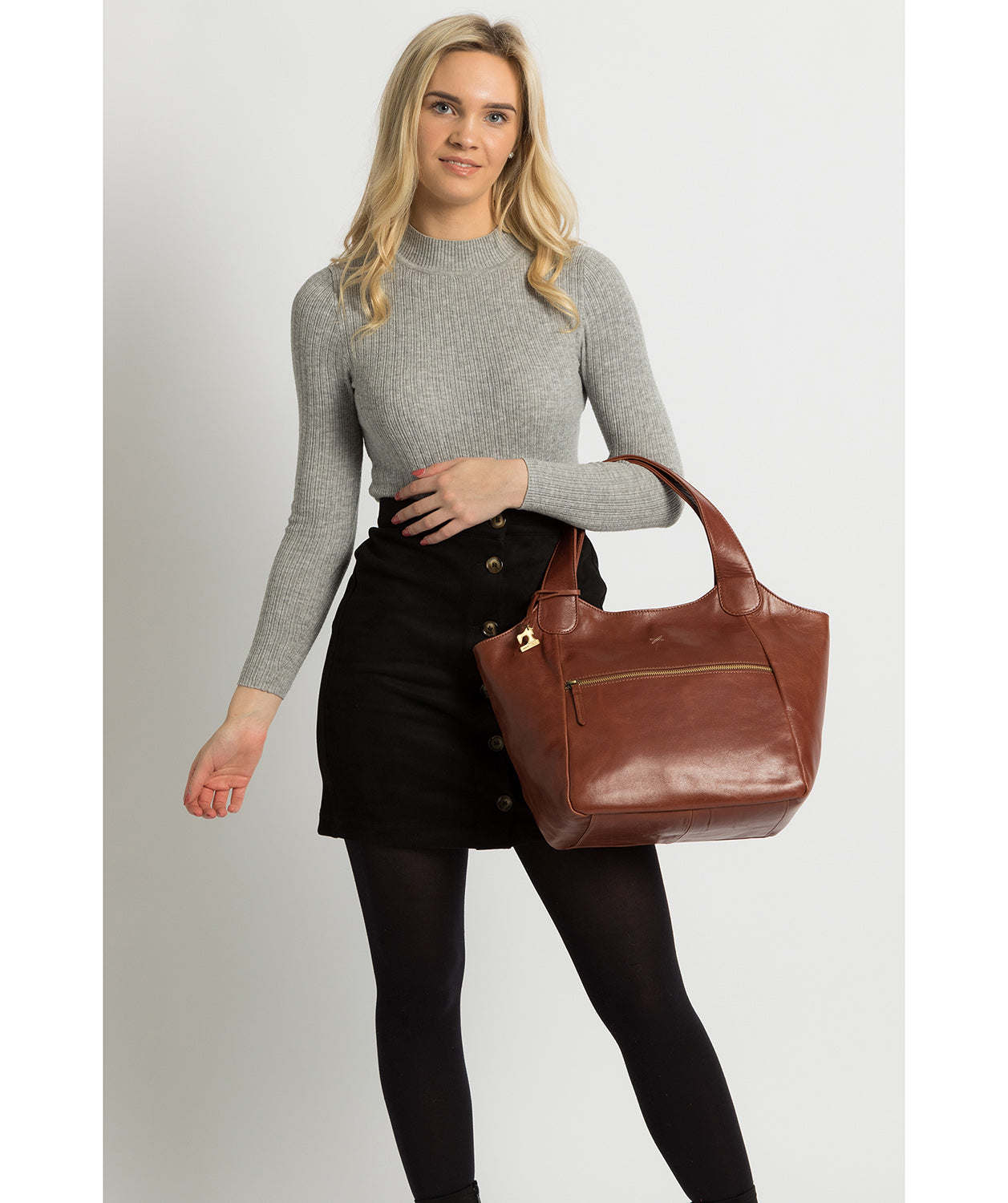 'Imani' Whiskey Leather Tote Bag