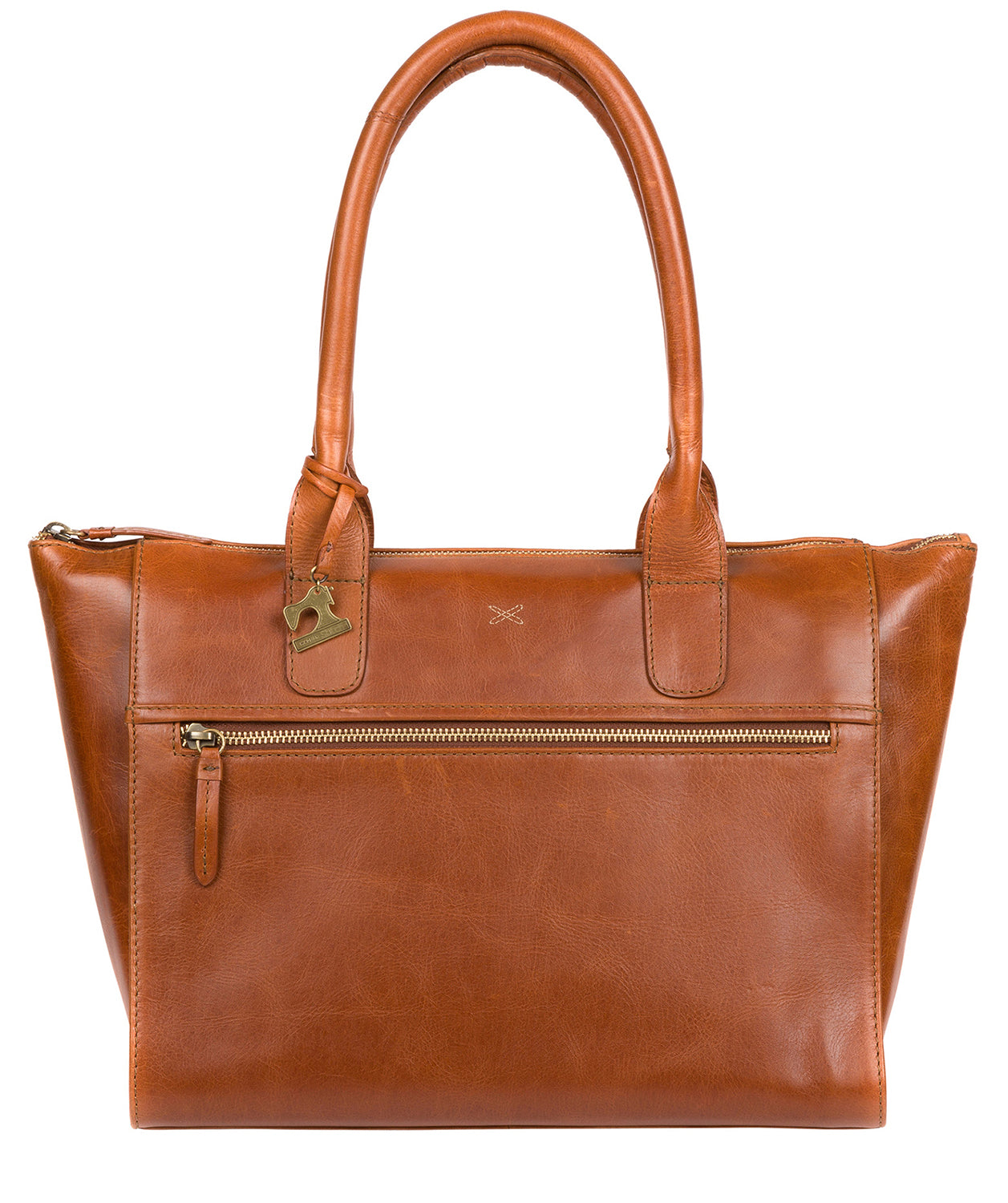 'Quinn' Bourbon Leather Tote Bag