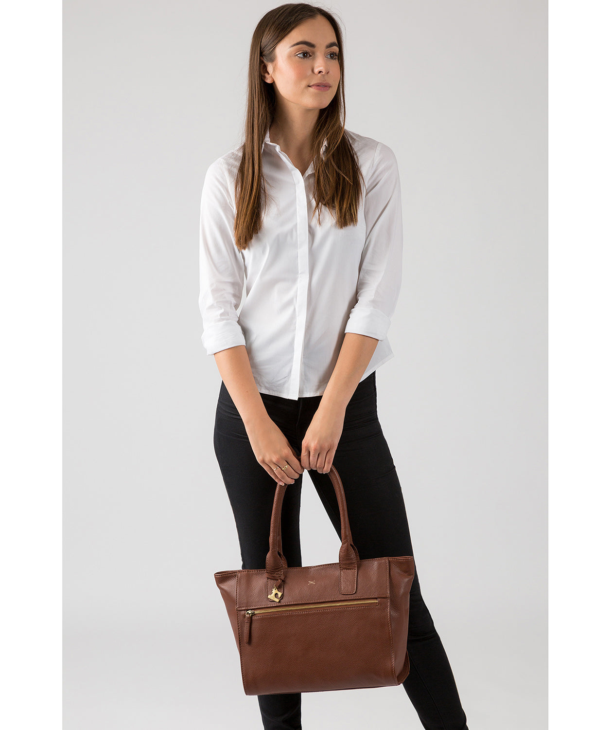 'Quinn' Cognac Leather Tote Bag