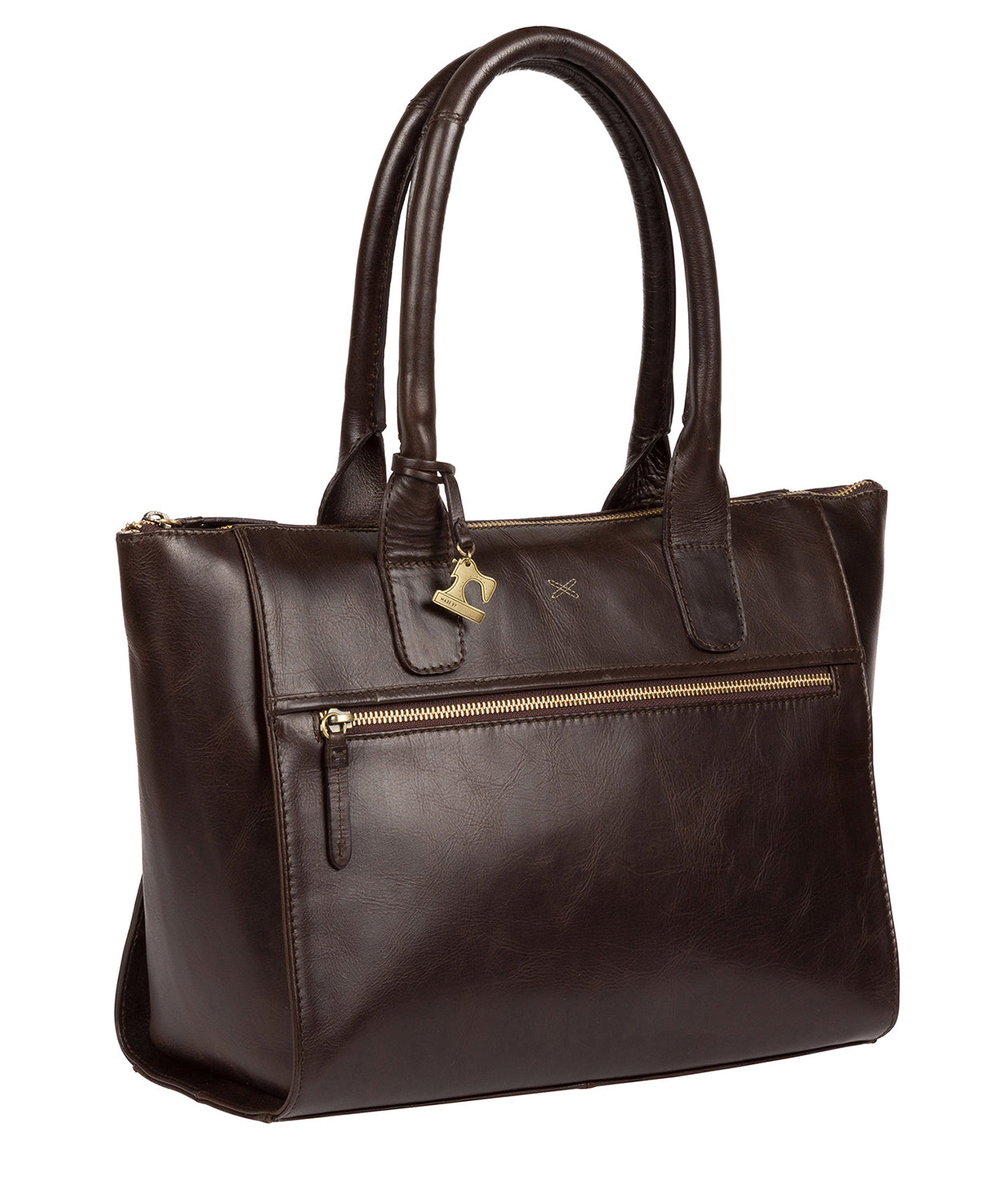 'Quinn' Dark Chocolate Leather Tote Bag Pure Luxuries London