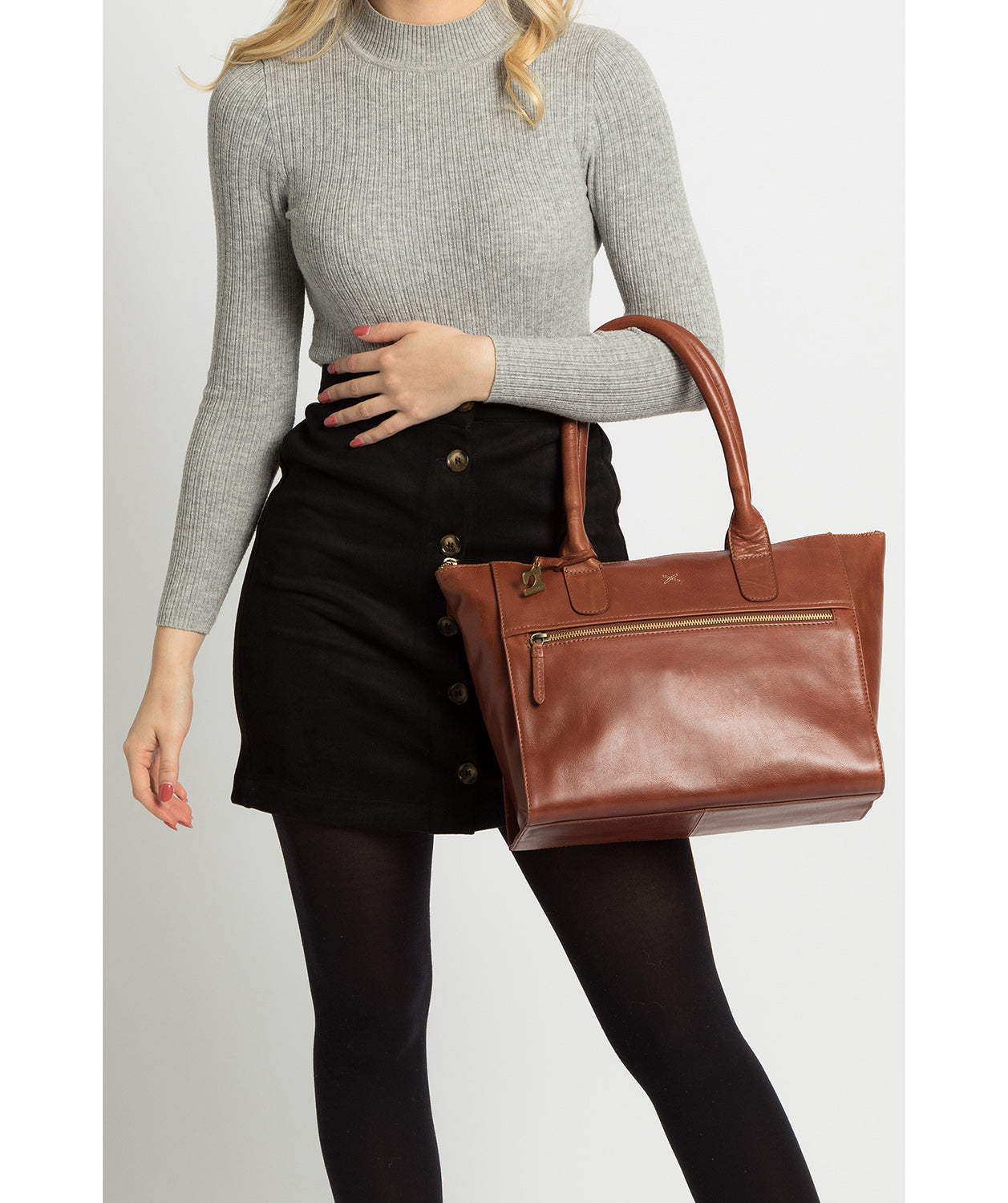 'Quinn' Whiskey Leather Tote Bag Pure Luxuries London