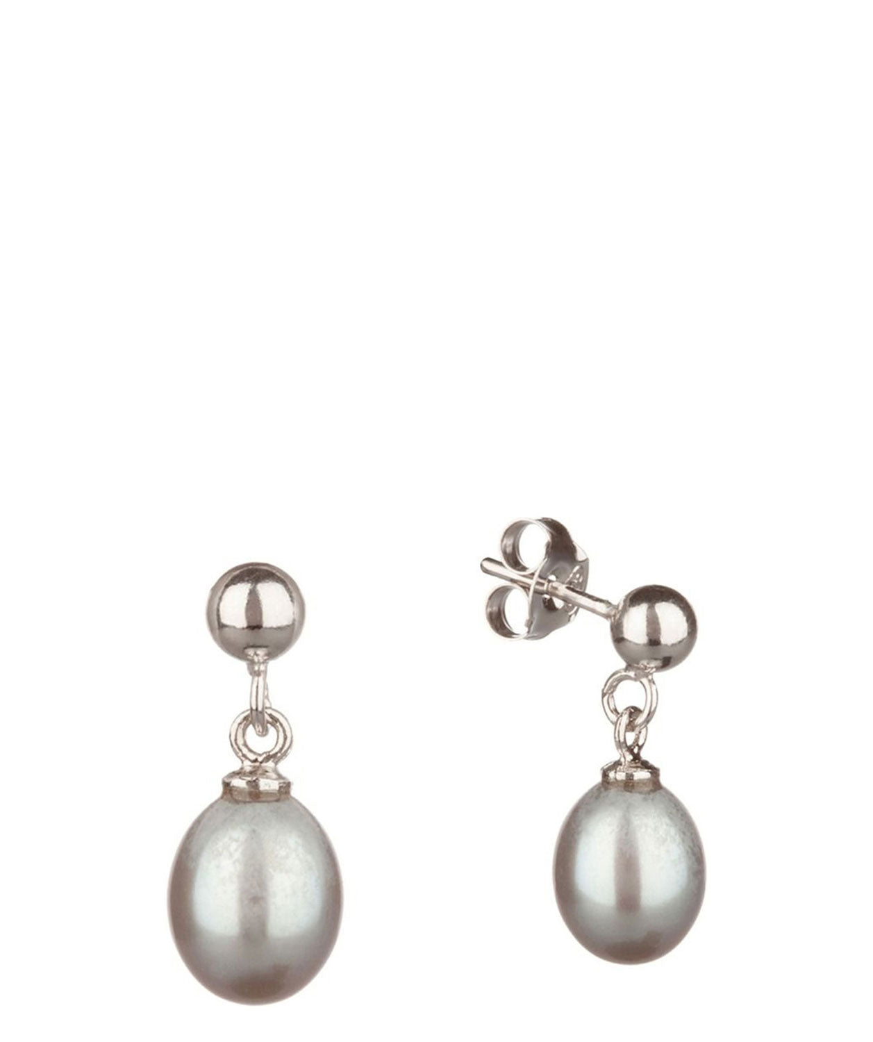 Gift Packaged 'Teri' 7-7.5mm Freshwater Silver Pearl Earrings