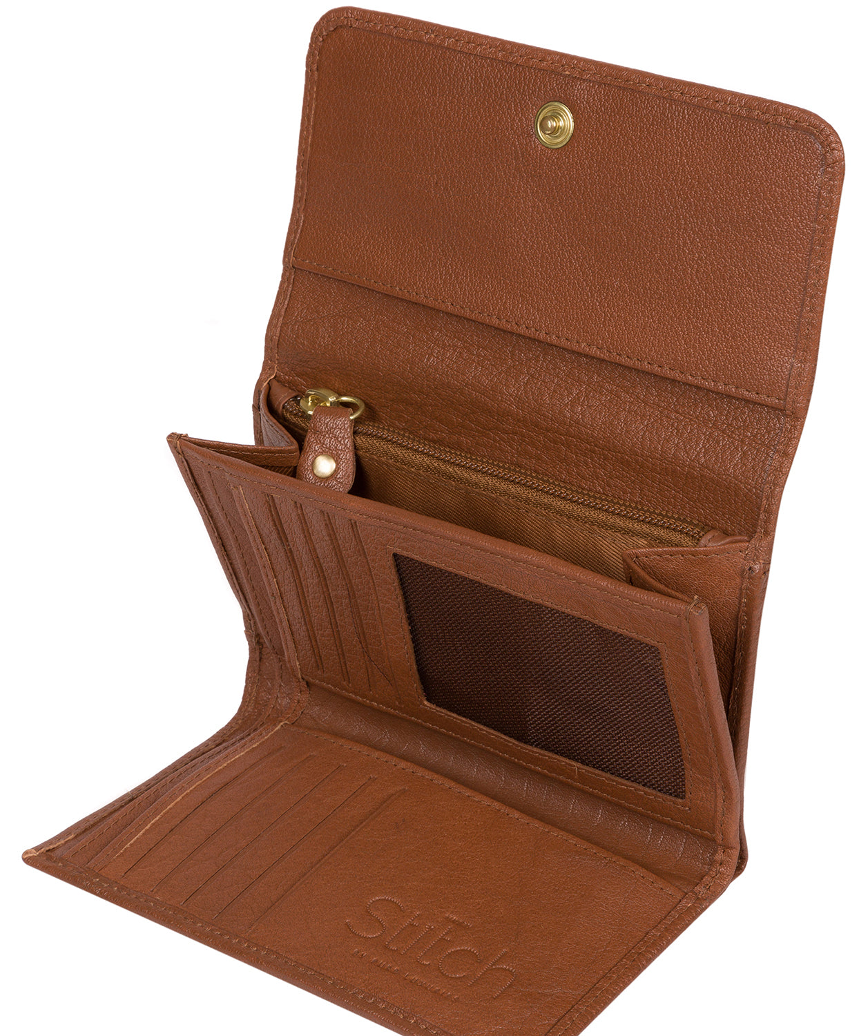 'Dina' Dark Tan Tri-Fold Leather Purse