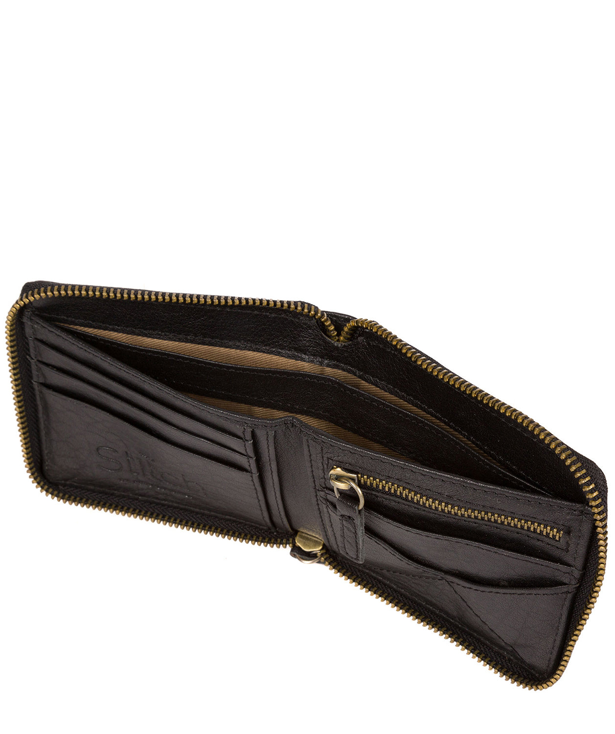 'Wakeman' Black Leather Zip Round Wallet Pure Luxuries London