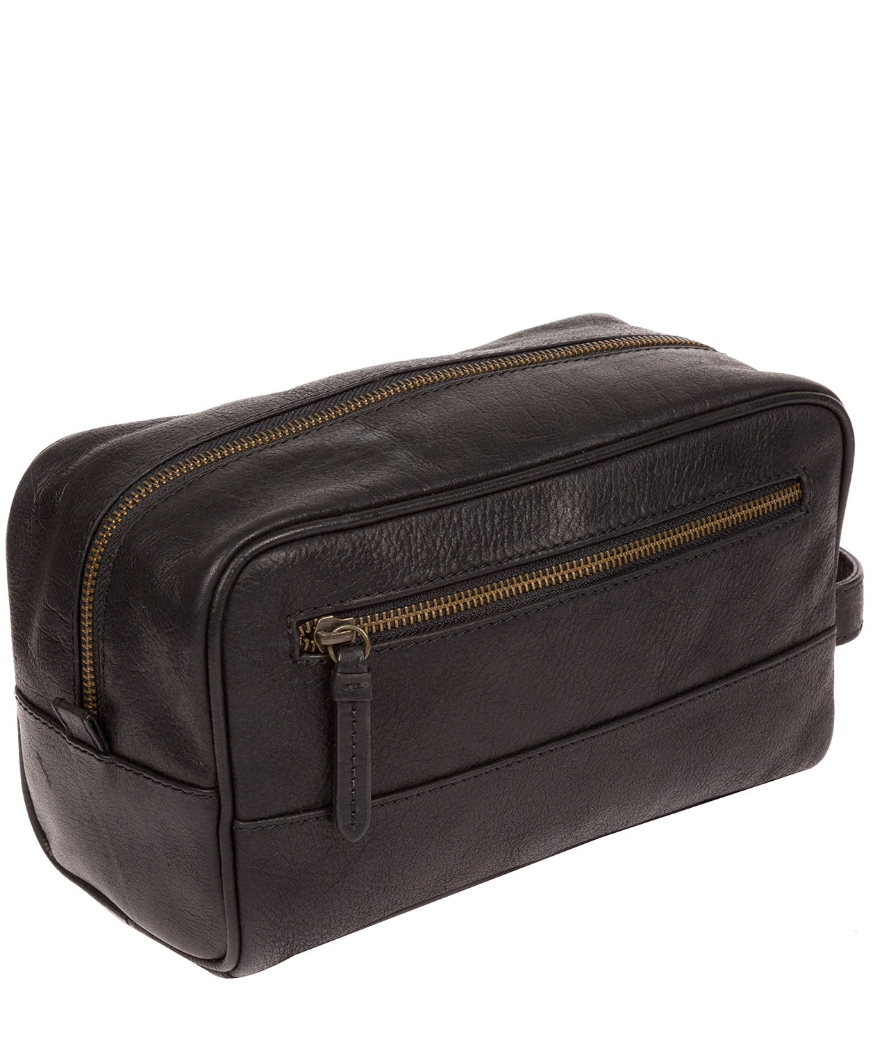 'Bowfell' Black Leather Washbag Pure Luxuries London