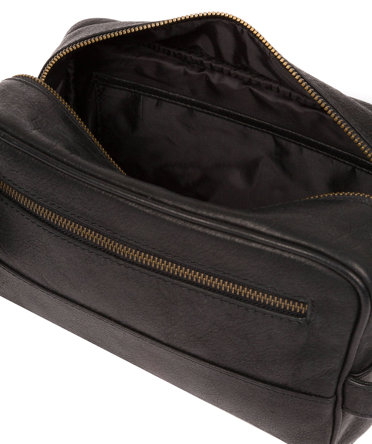 'Bowfell' Black Leather Washbag Pure Luxuries London