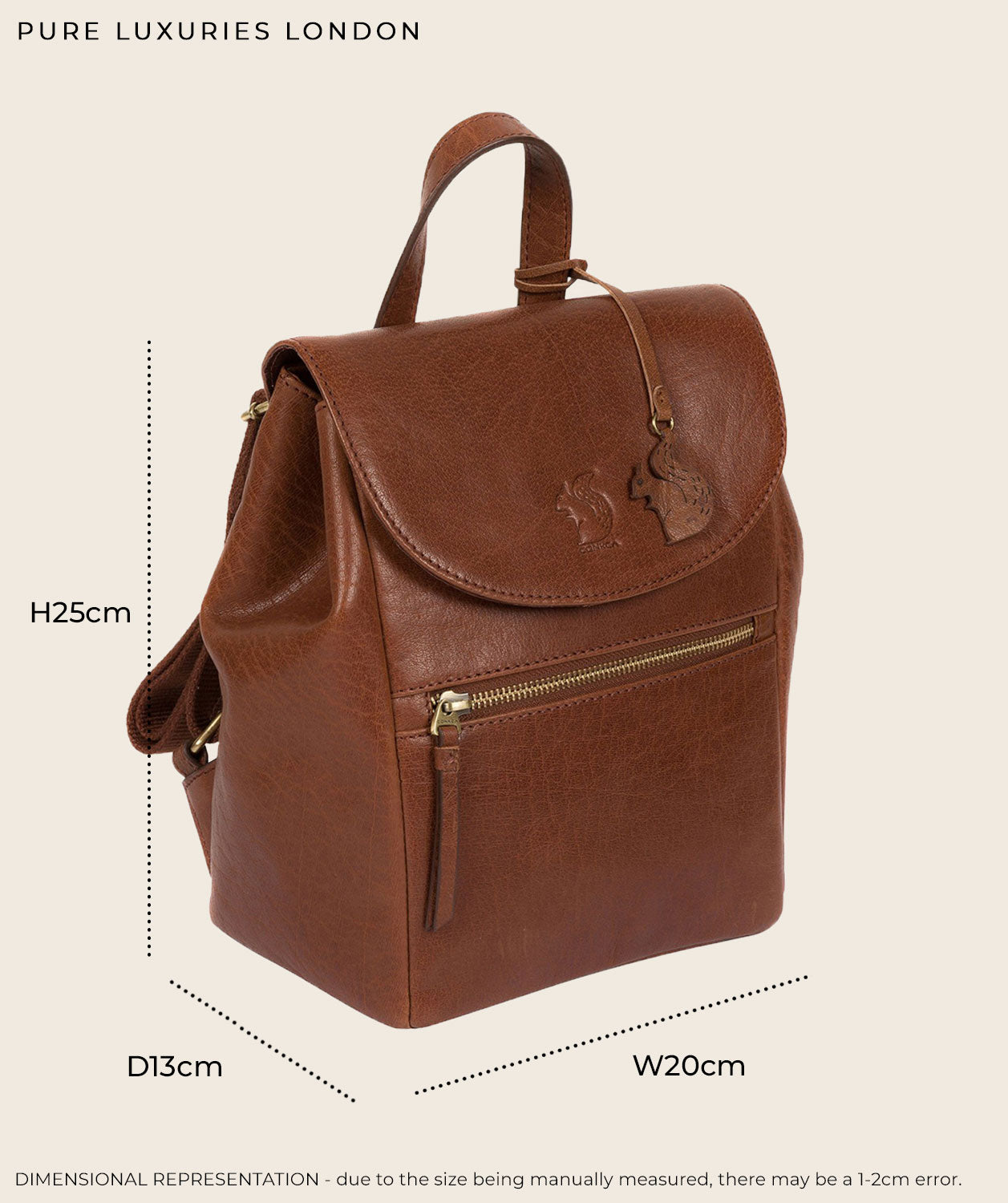 'Simone' Conker Brown Leather Backpack