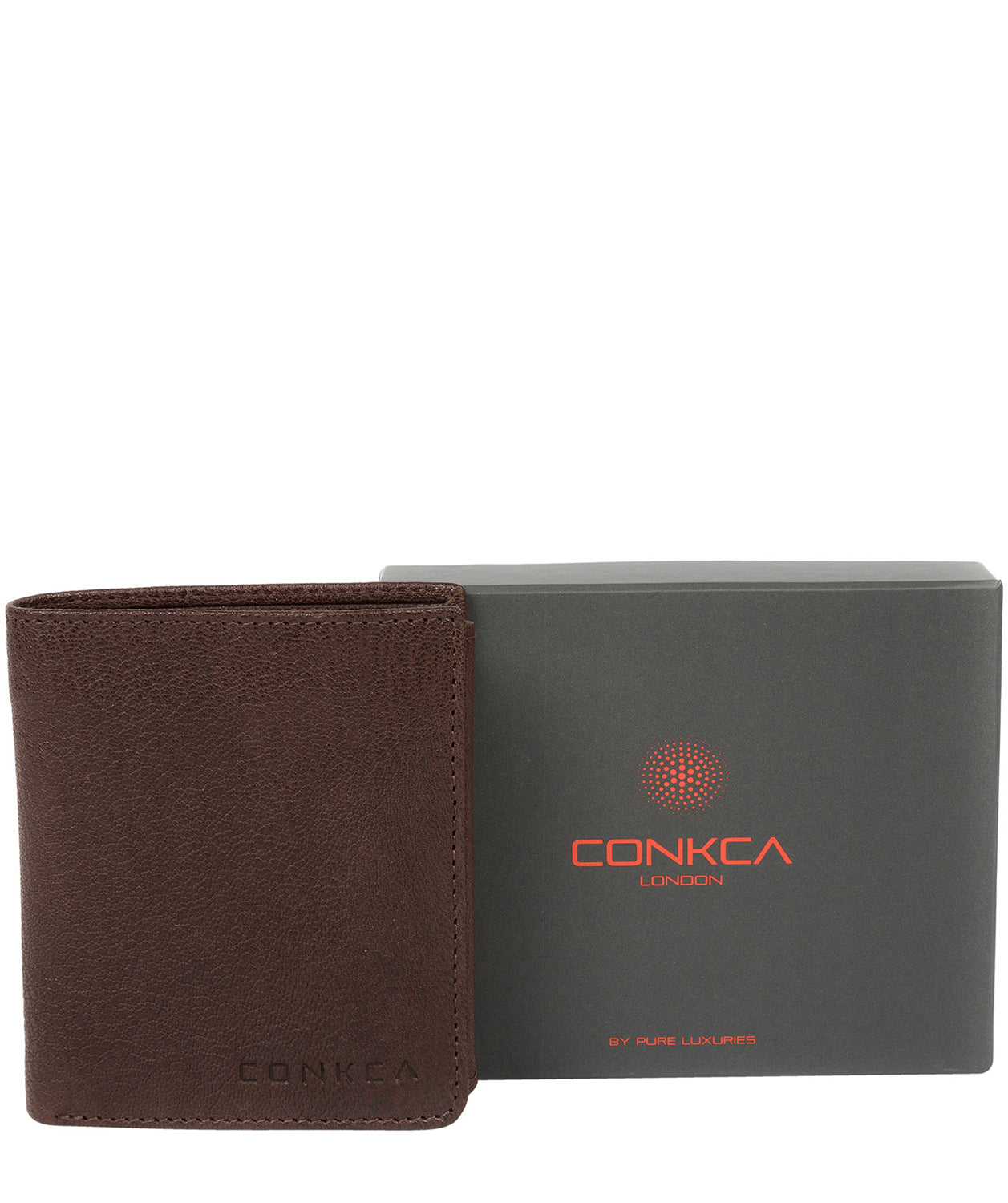 'Portus' Dark Brown Tri-Fold Leather Wallet image 6