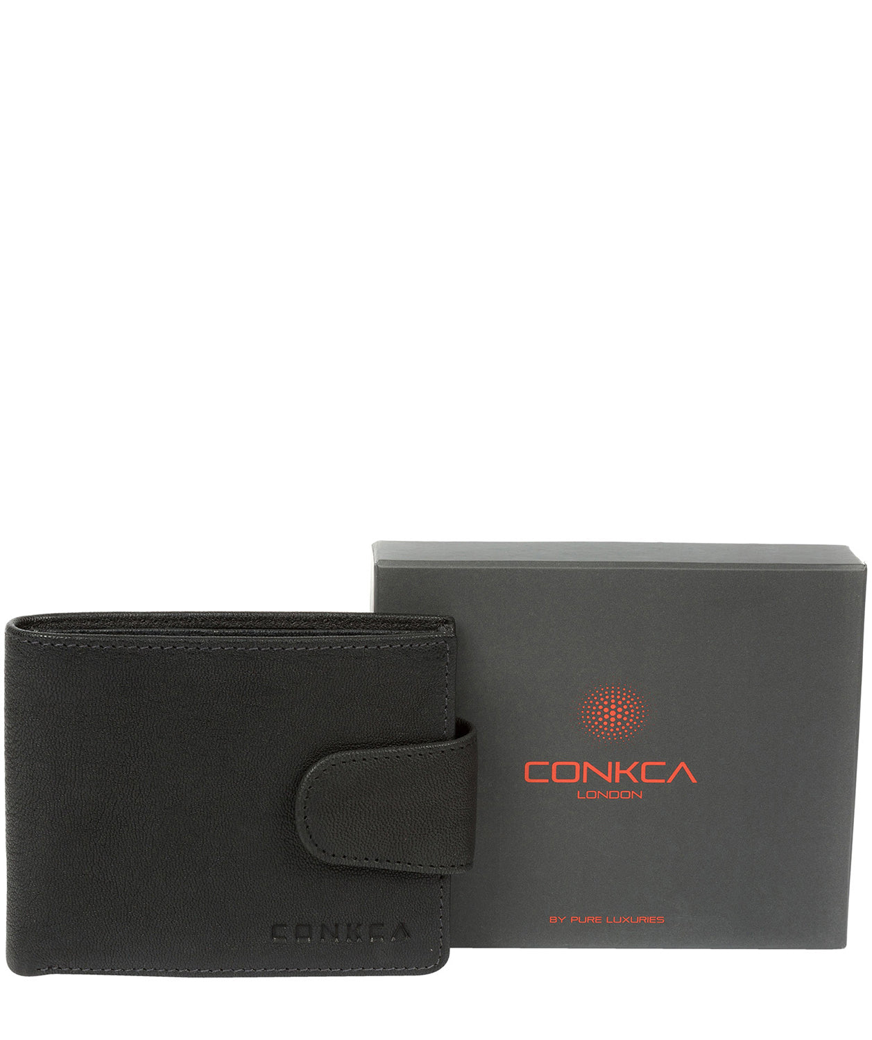 'Boris' Black Bi-Fold Leather Wallet