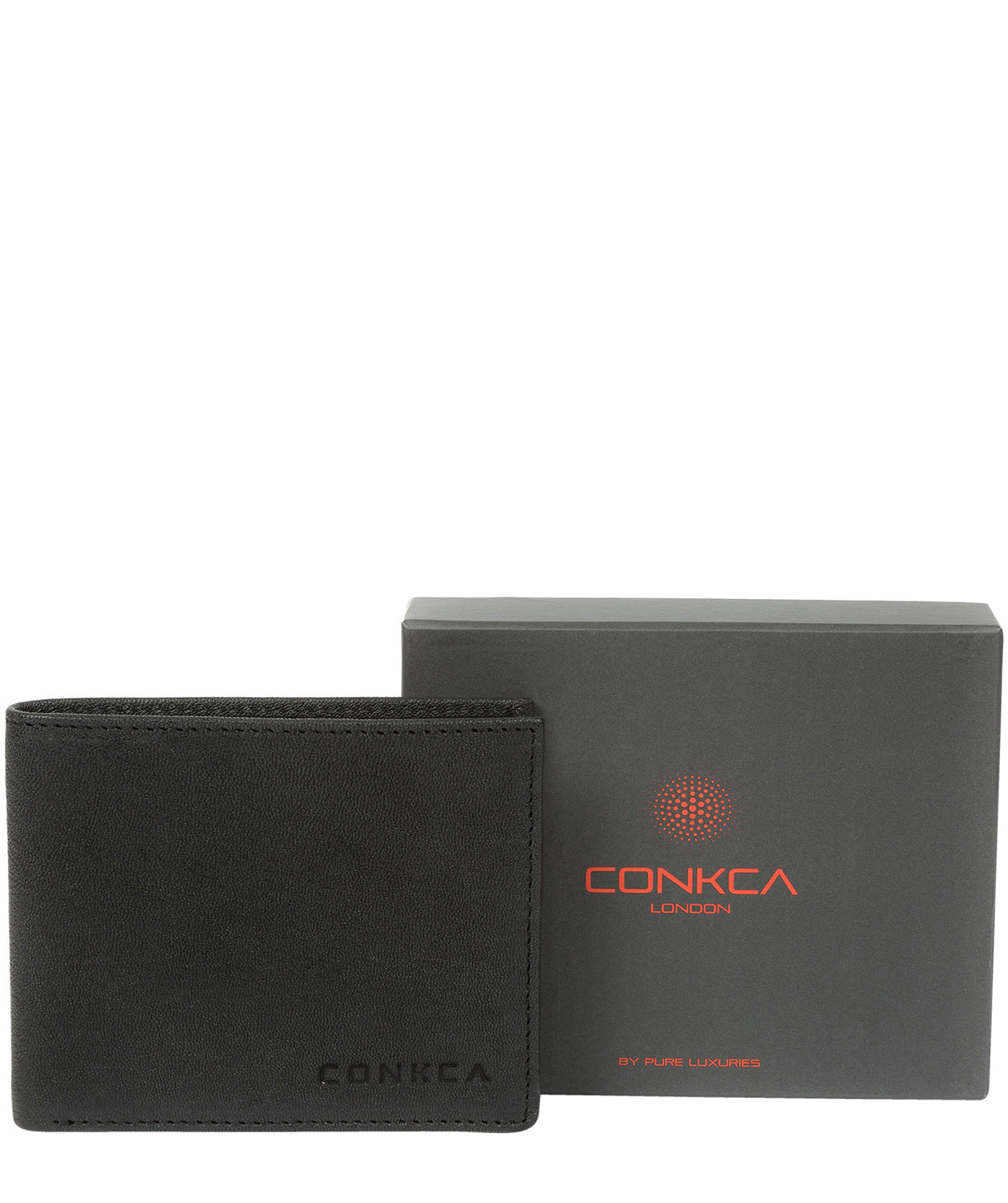 'Saul' Black Tri-Fold Leather Wallet Pure Luxuries London