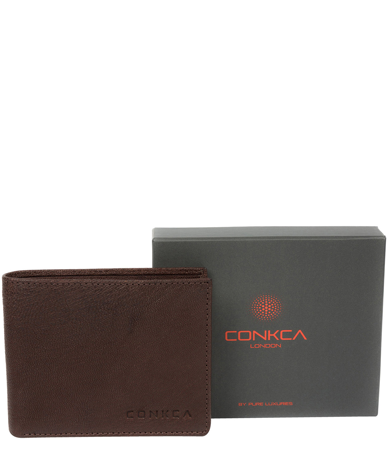 'Saul' Dark Brown Tri-Fold Leather Wallet Pure Luxuries London