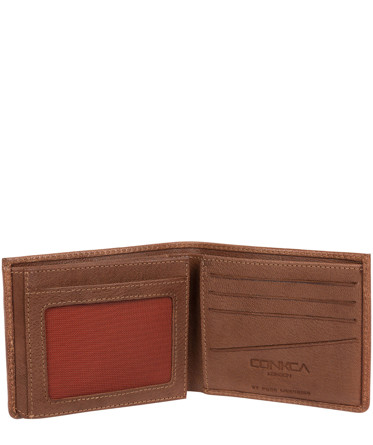 'Saul' Conker Brown Tri-Fold Leather Wallet Pure Luxuries London