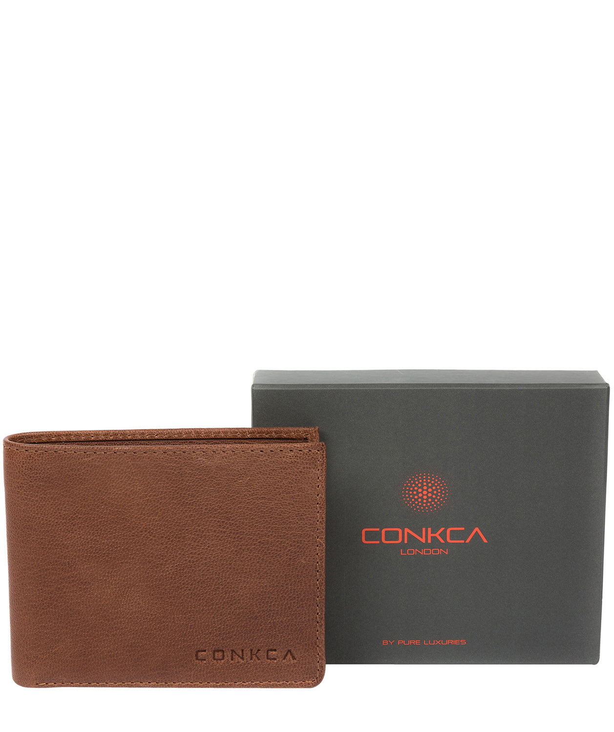 'Saul' Conker Brown Tri-Fold Leather Wallet Pure Luxuries London