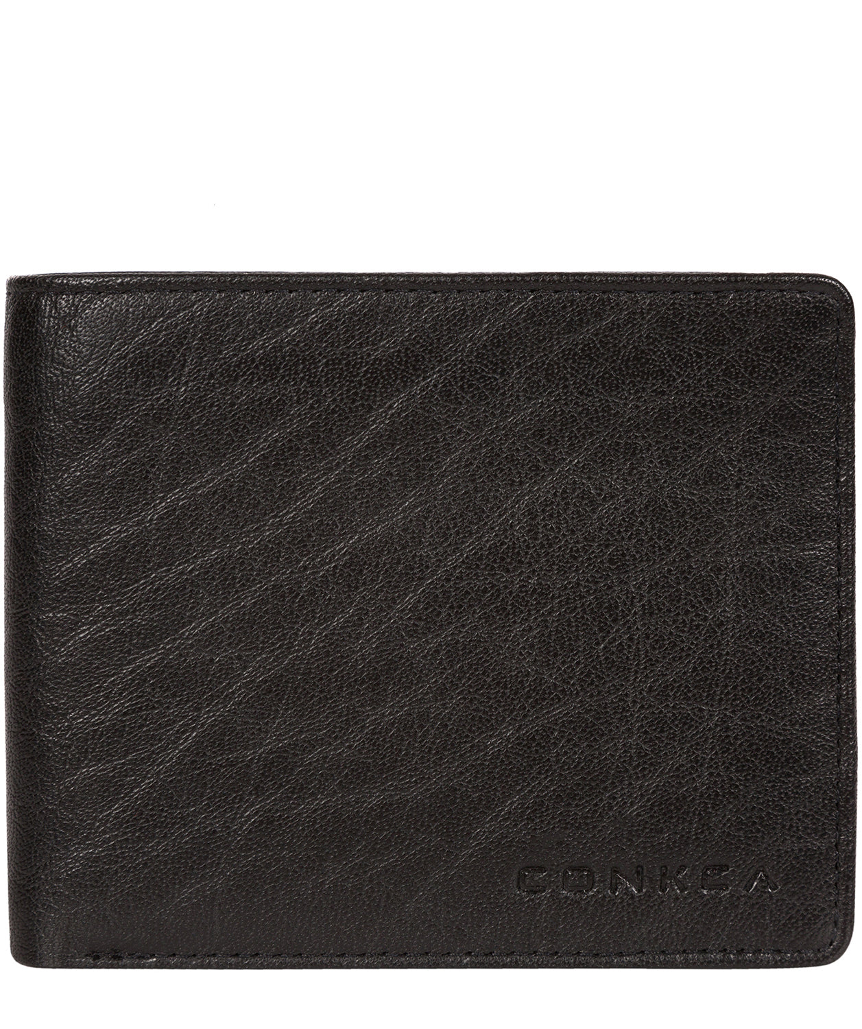 'Ezrin' Black Bi-Fold Leather Wallet