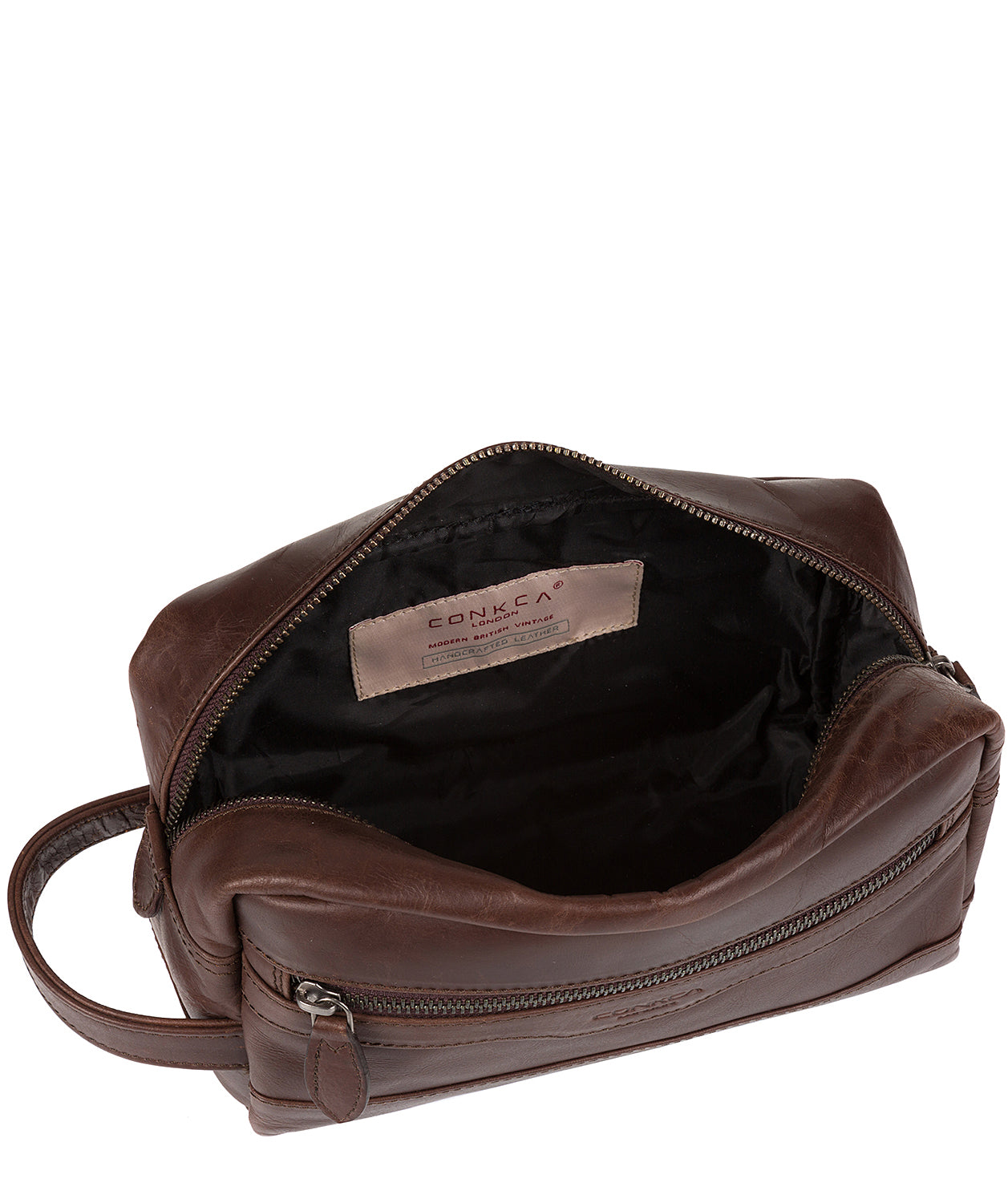 'Loch' Dark Brown Handcrafted Leather Washbag