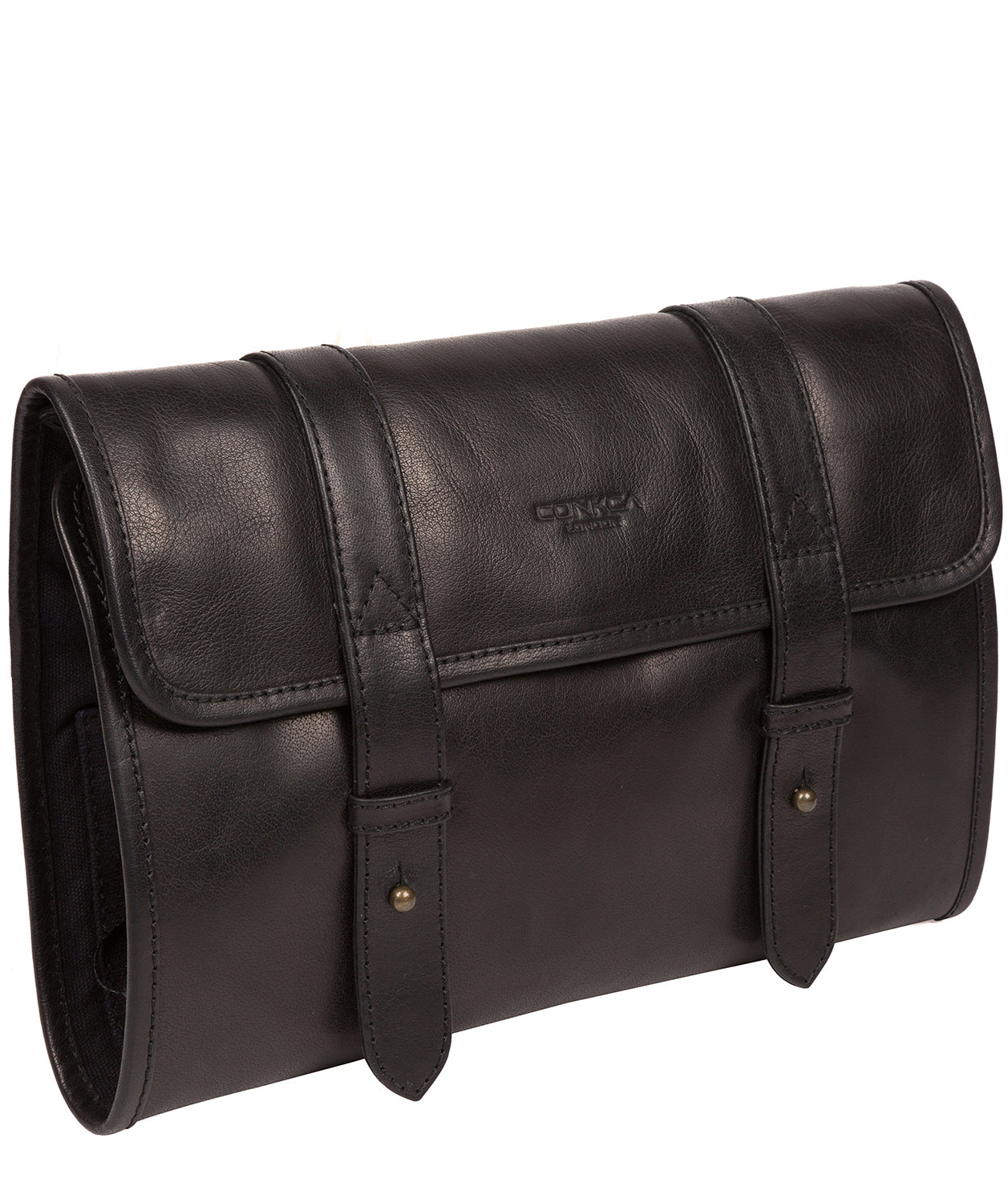 'Mere' Black Leather Hanging Washbag image 5