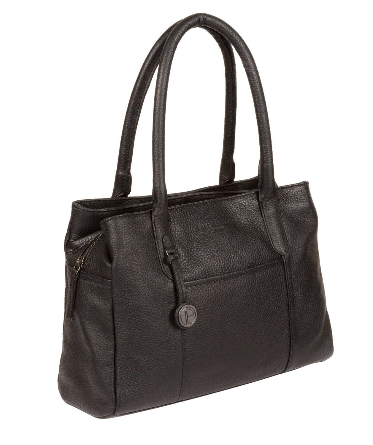 'Cheadle' Black & Platinum-Coloured Detail Handbag