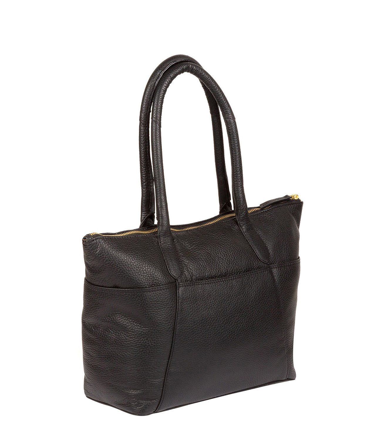 'Eton' Black & Gold-Coloured Detail Leather Tote Bag